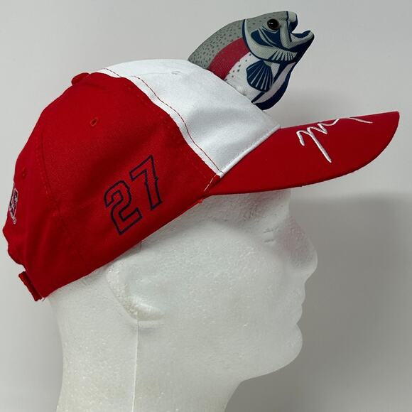 Los Angeles LA Angels Mike Trout Hat Baseball Cap 3D Fish 6 Panel Red Strapback - Picture 8 of 10